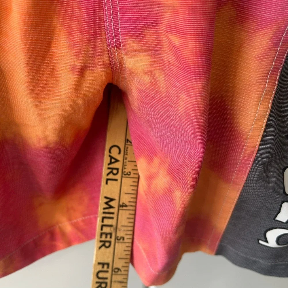 Quiksilver Boys Orange Pink Tie Dye Board Shorts Logo Swim Trunks Size L 14